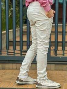 Men's Slim Fit Lycra Dress Twill Pants With Built-In Pockets - Sport Fine - Màu be - Xem 3