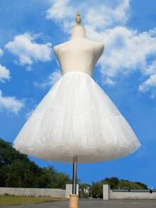 Women's Fluffy Tulle Petticoat Underskirt For Dresses Crinoline Puffy Slip Skirt Vintage Wedding Bridal Party Cosplay Lolita Fall Clothes For Women - White - View 2