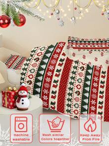 1/2 Stücke Weihnachts-Strick-Stil Bettbezug Set mit festlichem Muster, rote Bettwäsche (1 Bettbezug + 1 Kissenbezug ohne Füllung), Feiertags-Bettwäsche für Kinder/Kleinkinder, Weihnachts-Schlafzimmer Dekoration