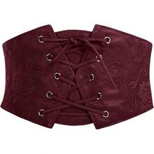 Women's Elastic Stretch Corset Waist Cincher Belt - Fashionable Waist Trainer - Burgundy - View 12