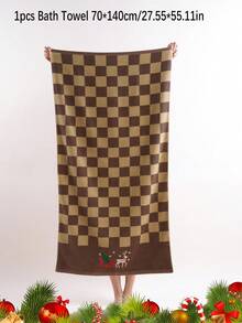 QIBHI 3/2/1 pieza Toalla de baño/toalla de mano decorativa con bordado de ciervos con tablero de ajedrez navideño, regalo de Navidad, toalla de pareja/toalla de baño, toallas de ducha decorativas navideñas para salón de belleza, hotel, deportes, artículos esenciales para el hogar, toalla, toalla de baño para el cuidado de la piel - Multicolor - Ver 8