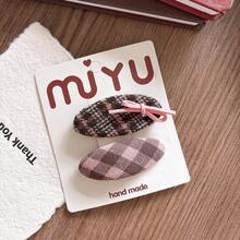 Korean Version Sweet Versatile Fabric Little Style Girl Side Bangs Hair Clip BB Clip Oval Girl Broken Hair Clip Hair Accessory - Nhóm màu cà phê hồng 7 - Xem 13