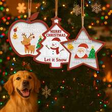 圣诞装饰吊坠，圣诞树挂饰，节日窗饰，亚克力透明球苹果雪花驯鹿圣诞树元素装饰，适用于家居装饰、庭院和户外花园 - 彩色 - 查看 7