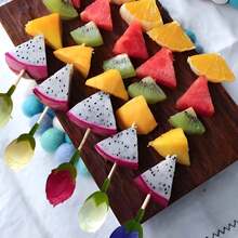 Stuzzicadenti decorativi con fiori di rosa, frutta e fiori artificiali, bastoncini per dessert per feste di compleanno, matrimoni, pomeriggio in casa, accessori da tavola artistici