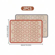 1/2片装硅胶烘焙垫，不粘，糕点托盘衬垫，烤箱适用，可重复使用，耐高温，商用及家用烘焙工具，适用于饼干、马卡龙、面包、糕点等烘焙，厨房配件，万圣节、圣诞节、节日庆典食品准备必备品 - 雙圈馬卡龍烘焙墊 - 查看 11