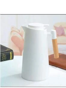 酒店咖啡壶真空玻璃内壶热水壶礼品印花大容量北欧家用保温水壶 - 黑色 - 查看 6