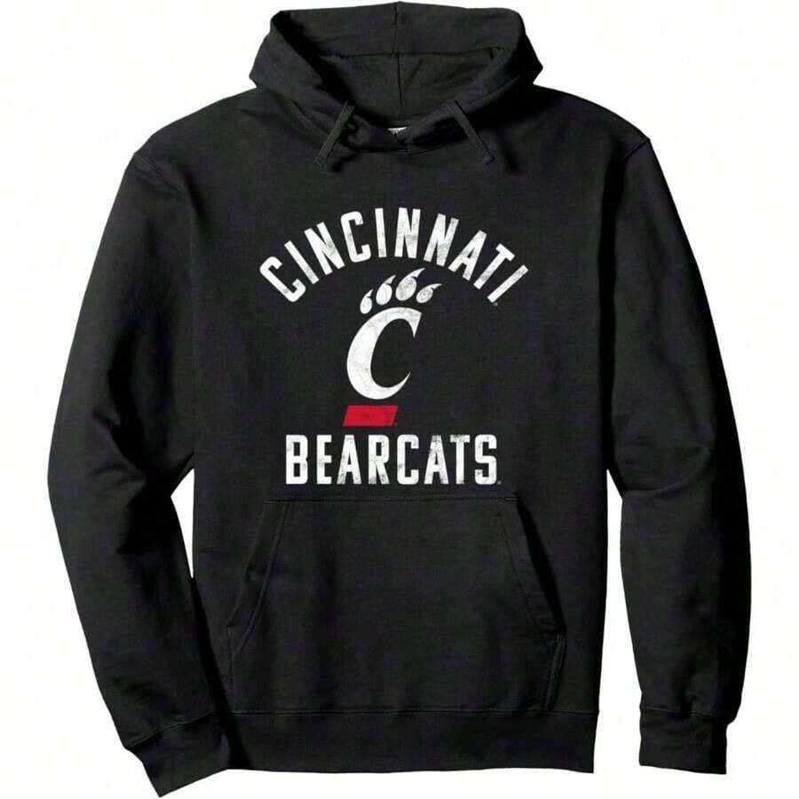 University Of Cincinnati Bearcats Large Pullover Hoodie Pullover Hoodie Pullover Hoodie Sweater Hoodie Fleece Sweatshirts Long Sleeve Sweaters Pullover Fall Outfits Winter Clothes - màu đen - Xem 1