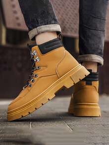 Men's High-Top Casual Boots, New Autumn/Spring Suede Boots, Black Fur Leather Ankle Boots, Men Shoes