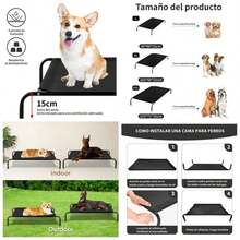 Cama para Perro, 102 * 69 * 21cm Cama Elevada para Perro Porttil con Malla Lavable y Transpirable, Marco de Metal, para Uso Interior, Exterior y Camping Negro, X - Large - negro + Grande - Ver 1