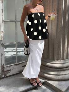 GLOpass Polka Dot Loose Fit Camisole Top, Sexy & Elegant For Daily Wear And Gatherings Black Summer - Black - View 4