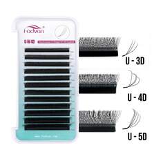 FADVAN 12 file di ciglia per estensioni ciglia a forma di U C/D 4DW, ciglia naturali super morbide, estensioni ciglia a ventaglio pronte, forniture per estetiste di ciglia