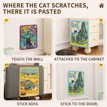 新款壁画剑麻猫抓板，粘贴式猫抓板，耐用防刮猫玩具，可更换，不损坏墙壁，批发现货 - 彩色 - 查看 4