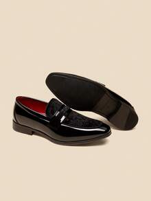Men's Tuxedo Patent Classic Velvet Loafers Slip On Shoes For Wedding Party Shoes - 黑色 - 查看 5