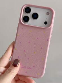 简约粉色波点图案时尚手机壳，1个装，个性化保护套，兼容 17/17 Air/17 Pro/17 Pro Max/ 16 Pro Max/ 15 Pro/ 14/ 13/12/11。送给亲朋好友的绝佳圣诞礼物，春季生日派对礼物。 - 粉色 - 查看 3