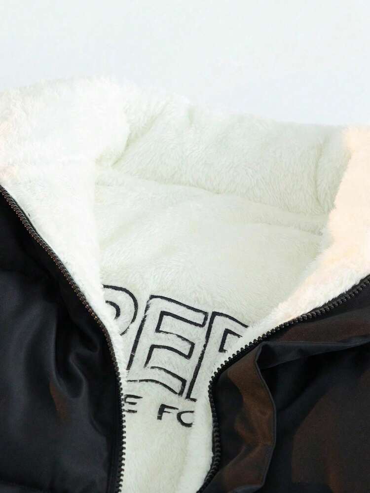 男士拉链撞色长袖休闲风衣夹克，时尚冬季外套 - 黑色 - 查看 5