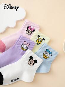 Disney 5双趣味卡通可爱多色提花系列儿童袜子，米奇、唐老鸭、布鲁托撞色图案，船袜、运动袜，四季皆宜，欧美尺码，舒适透气，色彩丰富，适合日常穿着，优质面料，不闷热 - 彩色 - 查看 4