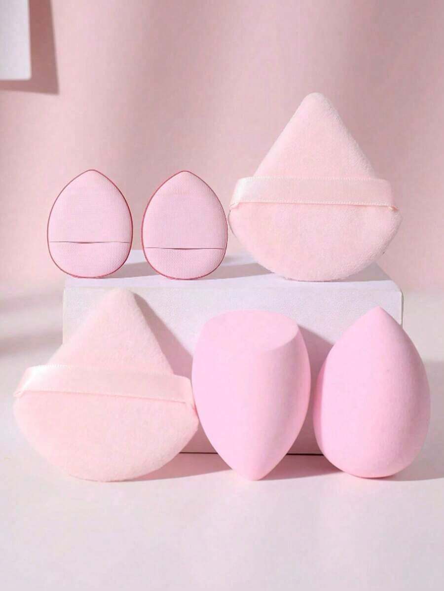 6pcs/1pc Makeup Sponge Set, Velvet Powder Puff, Concealer Sponge, Makeup Powder Puff, Makeup Sponge, Makeup Tools, Mixed Beauty Sponge For Perfect Application Of Liquid, Cream And Foundation, Multi-Color Makeup Sponge, Non-Latex Wet & Dry Foundation Sponge For Facial Concealer Makeup, Velvet Triangular Powder Puff, Beauty Sponge, Makeup Sponge, Makeup Puff Bathroom Decor Summer,Makeup,Cheap,Room Decor,Vanity,Travel,Bedroom,Makeup Accessories,Puff,Makeup Blender,Powder Puff,Makeup Sponge - 粉色 - 查看 1