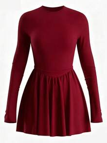 EARO Vestido Elegante de Manga Longa Estilo Francês para Mulheres Plus Size, Ajustado, Afunilado, Sofisticado e Exclusivo