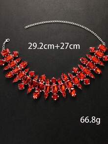 1pc Silver Rhinestone Geometric Necklace, Elegant Drill-Down Collar Chain Fashion Accessory For Women - Silver - View 11