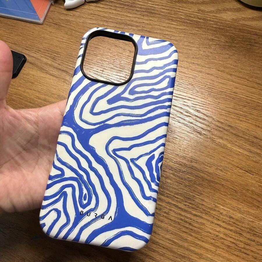 Modne, niebiesko-białe, dwuwarstwowe etui ochronne na telefon w paski, unisex, kompatybilne z modelami 17, 17 Pro Max, 17 Pro, 17 Air, 16, 16 E, 16 Pro Max, 15, 15 Plus, 15 Pro Max, 15 Pro, 14, 14 Pro, 14 Pro Max, 14 Plus, 13, 13 Pro Max, 13 Pro, 11, 12, 12 Pro, 12 Pro Max XS, 8 Plus, 7 i innymi