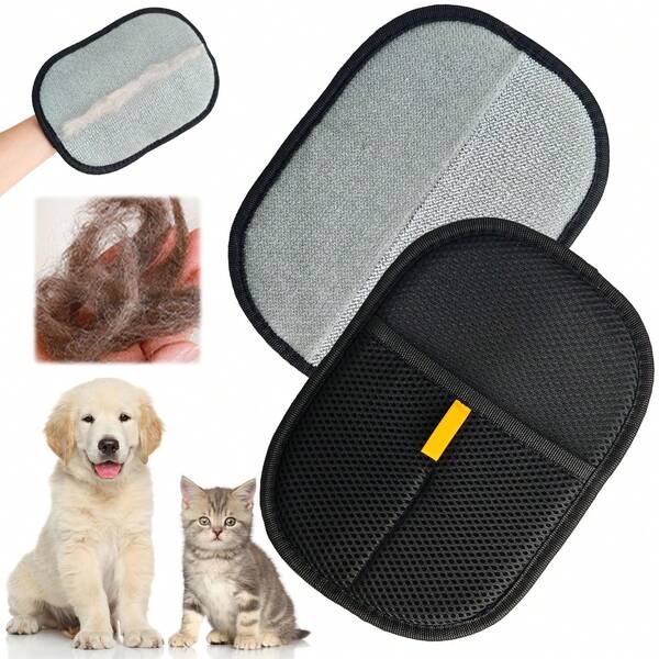 2 paquetes de guantes para eliminar el pelo de las mascotas, guantes de doble cara para el aseo de gatos, guantes para eliminar la electricidad estática para perros y gatos, guantes reutilizables para desenredar el pelo de las mascotas para muebles, cama, alfombra, ropa, sofá