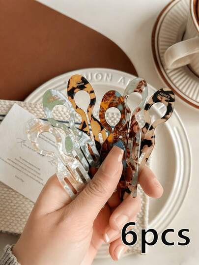 8pcs/6pcs/1pc Vintage French Elegant Casual Acetate Hair Clips, Retro U-Shaped High-End Bun Maker, Simple Elegant Hair Accessories, Suitable For Daily And Holiday Use, Gift For Women