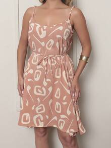 MEMORY New Charming Geometric Strappy Dress | Polyester - Albaricoque - Ver 9