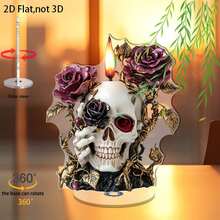 Adorno acrílico plano de Halloween, calavera aterradora 2D, decoración de escritorio para el hogar. - Multicolor - Ver 3