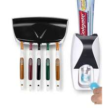 Dispenser de Creme Dental Pasta de Dente com Porta Escovas - Multicolorido - Visão 3