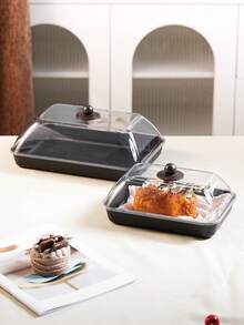 Multi-Size Rectangular Display Plastic Trays With Dustproof Lids, Unbreakable, Reusable Fruit/Dessert/Snack/Cake Platters, Suitable For Festivals, Weddings, Parties, And Banquets - Black - View 7