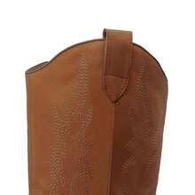 Knee High Boots Women, Pull On Zipper Chunky Heel Pointed Toe Embroidered Western Cowgirl Cowboy Boots Christmas Fall - 咖啡棕 - 查看 7