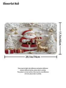 1/3/4pcs Merry Christmas Winter Decorations Shower Curtain Set Santa Tree Ball Faux 3D Cute Red Golden White Shower Curtain Bathroom Set, Minimalist Cartoon Waterproof And Wear-Resistant Accessories,With 12 Hooks - Includes Toilet Seat Cover, Bath Mats, And Rugs - Non-Slip Polyester Fabric - Washable - Perfect For Holiday Decor,Home/Bedroom/House/Western Decor