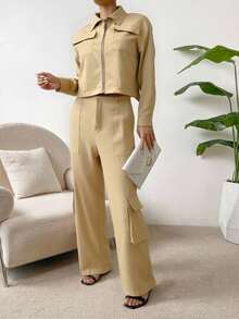 Conjunto de dos piezas para mujer, novedad de otoño/invierno. Corte holgado con cintura ajustada para una silueta favorecedora. Informal, pero elegante y sensual, ideal para el día a día. Perfecto para las vacaciones, looks inspirados en el año 2000, salidas, citas y ocasiones festivas. Ideal para Navidad, Halloween y celebraciones de Año Nuevo. Estética Old Money con detalles de bolsillos de inspiración utilitaria. Disponible en caqui, negro, blanco, albaricoque, verde y gris.  Traducción realizada con la versión gratuita del traductor DeepL.com - Caqui - Ver 2