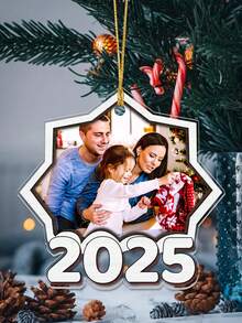 2025 Customized Family Photo Ornament (1pc), Photo Customized Ornament, Family Christmas Ornament, Personalized Family Photo Memento, Large Family Ornament, Photo Ornament, Transparent Acrylic Christmas Tree Pendant, Unique Holiday Gift For Family And Friends, Personalized Family Christmas Ornament, Personalized Gift, Customized Christmas Gift, Customized Christmas Tree Ornament - Multicolor - View 5