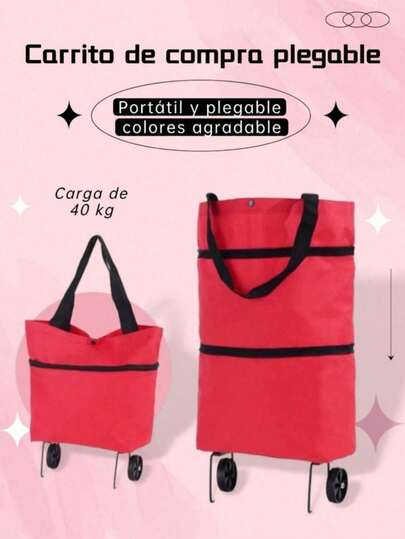 Carro de compras plegable de gran capacidad con ruedas - bolsa de transporte de carro, plástico duradero, a prueba de fugas, carro de compras multicompartimento, para comestibles, etc., carro de compras plegable