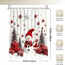 1/3/4pcs Snowflake Snowman Christmas Shower Curtain Bathroom Set ,Waterproof And Wear-Resistant Accessories,With 12 Hooks - Includes Toilet Seat Cover, Bath Mats, And Rugs - Non-Slip Polyester Fabric - Washable - Perfect For Holiday Decor,Home/Bedroom/House/Western Decor, - Multicolor - View 19