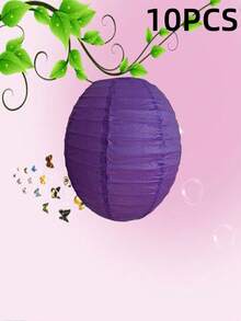 30个/10个/5个/1个圆形纸灯笼，可折叠纸质吊灯，颜色有红色、黄色、蓝色、绿色、粉色、橙色、紫色，适用于生日、婚礼、教室、DIY等场合，无需用电，非常适合户外派对、新年、返校季装饰。 - 彩色 - 查看 12