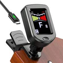 Rechargeable Chroma Clip-On Guitar Tuner, 360° Rotatable Chroma Tuner With Large High-Contrast Color Display For Guitar, Bass Guitar, Ukulele, Violin - Fast And Precise Tuning
