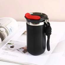 全新便携式保温咖啡杯（带手带）、真空保温不锈钢杯、带盖保温咖啡杯、双层保温冷热杯 - 彩色 - 查看 2