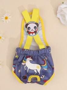 1pc Polyester Mesh Breathable Cute Cartoon Harness & Physiological Pants, Pants Accessory For Small & Medium Female Dogs During Estrus, Pet Supplies