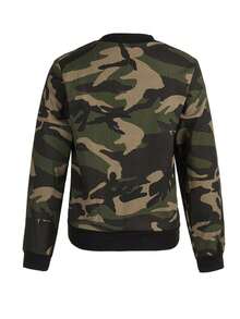 Plus Size Camouflage Casual Zip-Up Long Sleeve Jacket Spring Vacation - Army Green - View 5