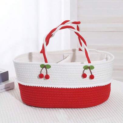 1pc Multifunctional Cute Handheld Storage Basket, Outdoor Desktop Compartment Storage Bag, Simple Retro Style Indoor Creative Household Storage Basket