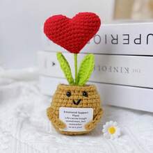 Handmade Crocheted Sunflower Desktop Decor, Comes With Inspirational Card, Motivational Gift Suitable For Men And Women, Filled With Positive Energy, Cute Christmas Stocking Stuffer - Grey - View 4