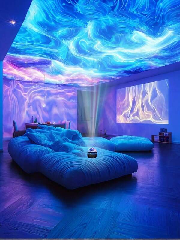 Ocean Wave Projector, Bedroom Night Light Projector, Water Lamp Suitable For Adult Game Room, Home Theater, Ceiling, Room Decor, Christmas Gift, Valentine's Day Gift, Camping Wedding Decor, Halloween Christmas Decor, With 7 Color Patterns And Remote Control, USB Powered