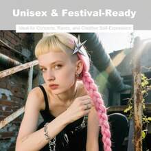 QY- 10PCS Goth Hair Accessories Spikes For Braids Punk Rock Festival Clips Gothic Hair Clip Set For Women Men Edgy Alt Grunge Braided Hair Accessories -6459 - Bạc - Xem 7