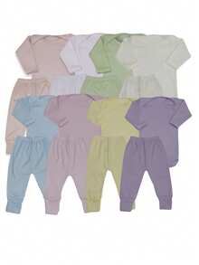 4 Piece Set Long Sleeve Bodysuit With Booties, Hairband And Ribbed Knit Pants / Baby Girl Set With Booties And Hair Bow In Bubblegum Pink - Pink - View 2