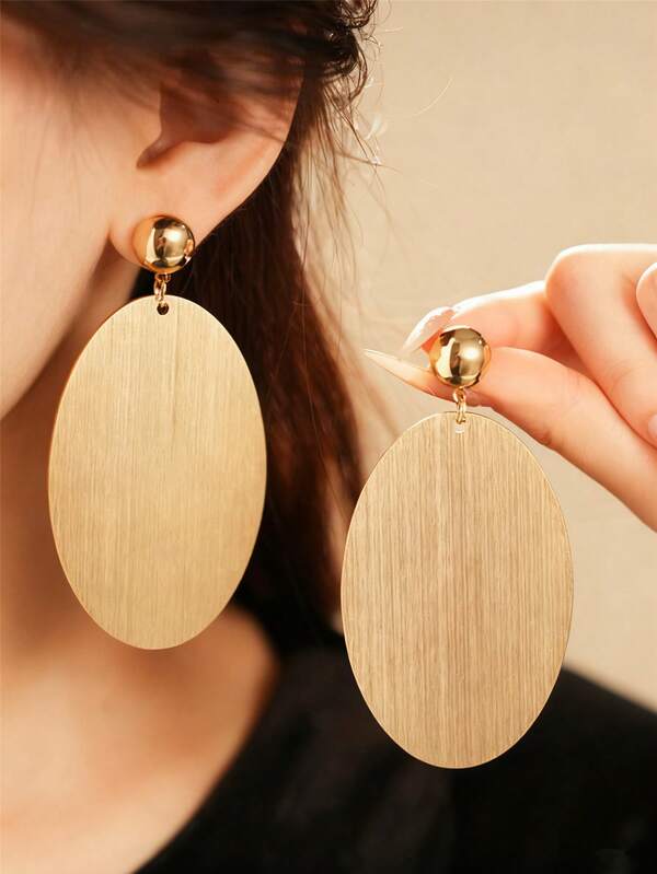 1 Đôi bông tai hình bầu dục cổ điển phóng đại, phù hợp cho phụ nữ, tiệc tùng, quà tặng, phù hợp