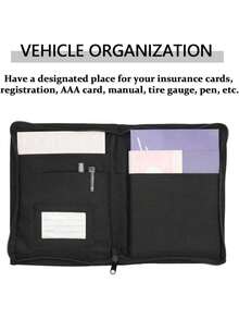 ZYHSLZ Organizador para Auto, Porta Documentos para Automóvil, 6 Bolsillos, Tela Oxford 600D, Porta Pasaporte para Carro, Multifuncional, Compatible con la Mayoría de Vehículos (Negro) - Negro - Ver 3
