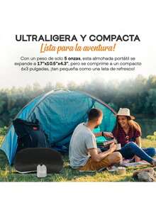 Nature Throne Almohada Inflable Ultraligera para Camping, Mochilero, Viaje, Excursionismo - Funda de Espuma Lavable, Correa de Sujeción y Soporte Ergonómico - Compacta y Portátil - 1 - Ver 6