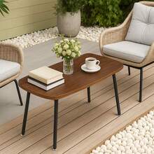 Folding Coffee Table – Compact Rustic Wood Table, Lightweight & Portable, Quick Setup For Small Spaces And Minimalist Homes - Brown - View 7